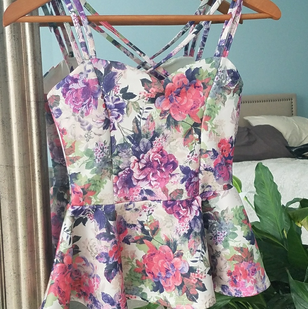 ASOS Floral Peplum Tank